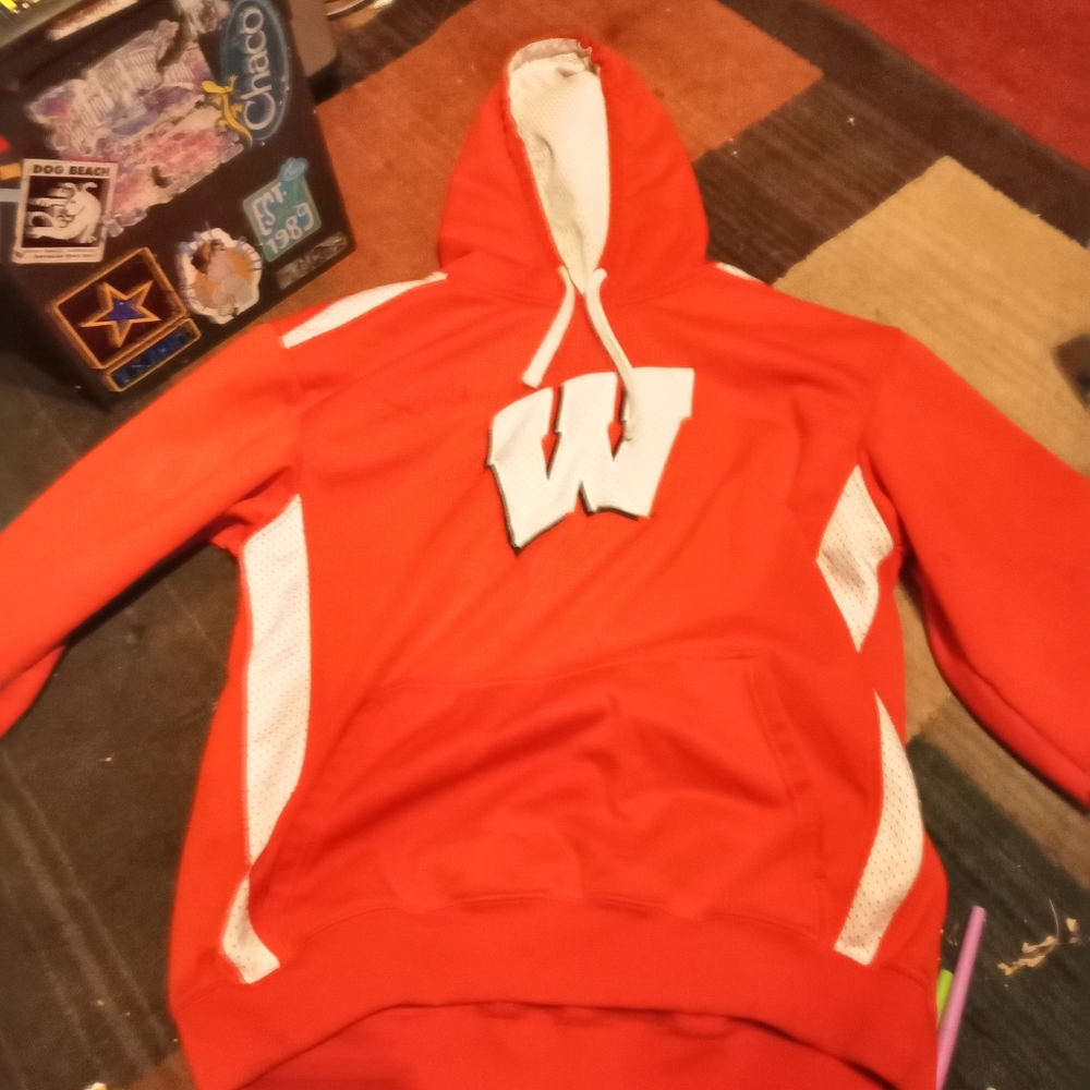 Large Red and White Wisconsin Badger Hoodie